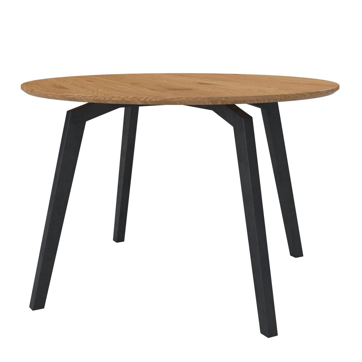 Jídelní stůl ELIAN 120 - černá/barvy dubu, Moderní, kov/kompozitní dřevo (120/120/76cm) - Bessagi Home