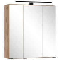 Spiegelschrank Chester + LED Beleuchtung 3 Türen +Steckdose - Eiche Wotan, MODERN, Glas/Holzwerkstoff (60/67,5/20cm) - Held