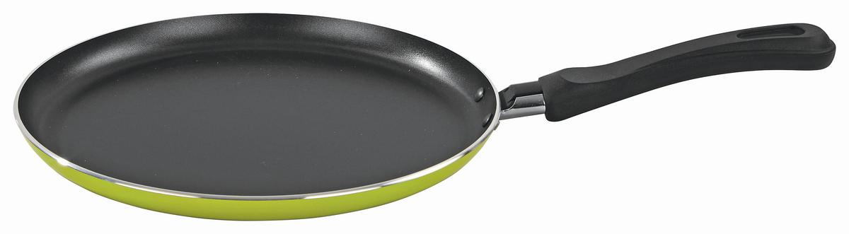 Crepespfanne Gepa D: ca. 25 cm Aluminium Antihaftbeschichtet - Rot/Hellgrün, KONVENTIONELL, Kunststoff/Metall (25cm) - Luca Bessoni