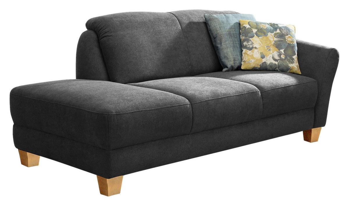 Récamiere Gotland V, Schwarz B: 194 cm - Schwarz/Naturfarben, KONVENTIONELL, Textil (194/84/91cm) - Sit & More