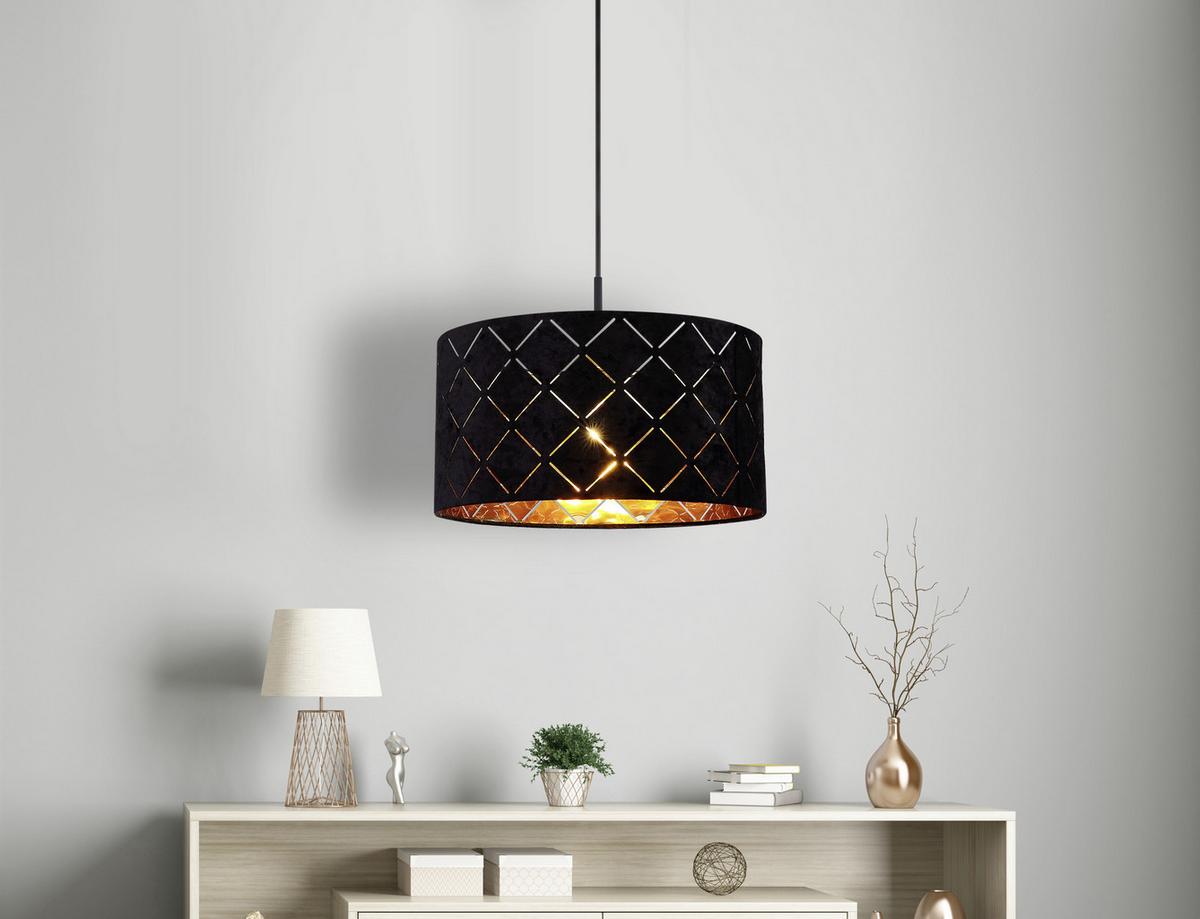 Függőlámpa Lorena - fekete, Romantik / Landhaus, textil/fém (38/120cm) - James Wood