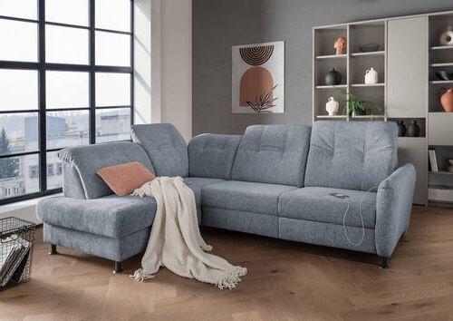 Ecksofa Minori Chenille Hellblau, S: 198x270 cm - Schwarz/Hellblau, MODERN, Textil (198/270cm) - Livetastic