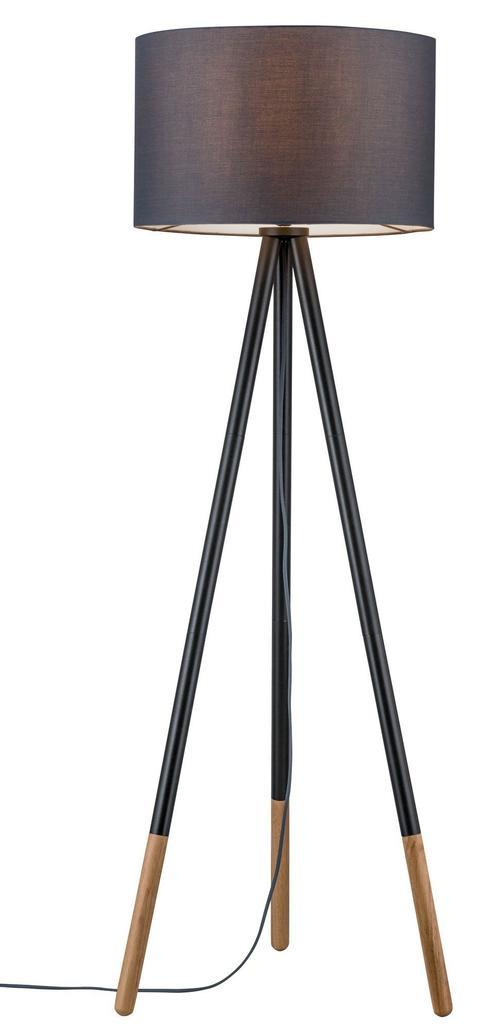 Stehlampe Rurik dimmbar Grau Dreibeinig, Rund - Grau, Design, Holz/Textil (53,8/153cm) - Paulmann