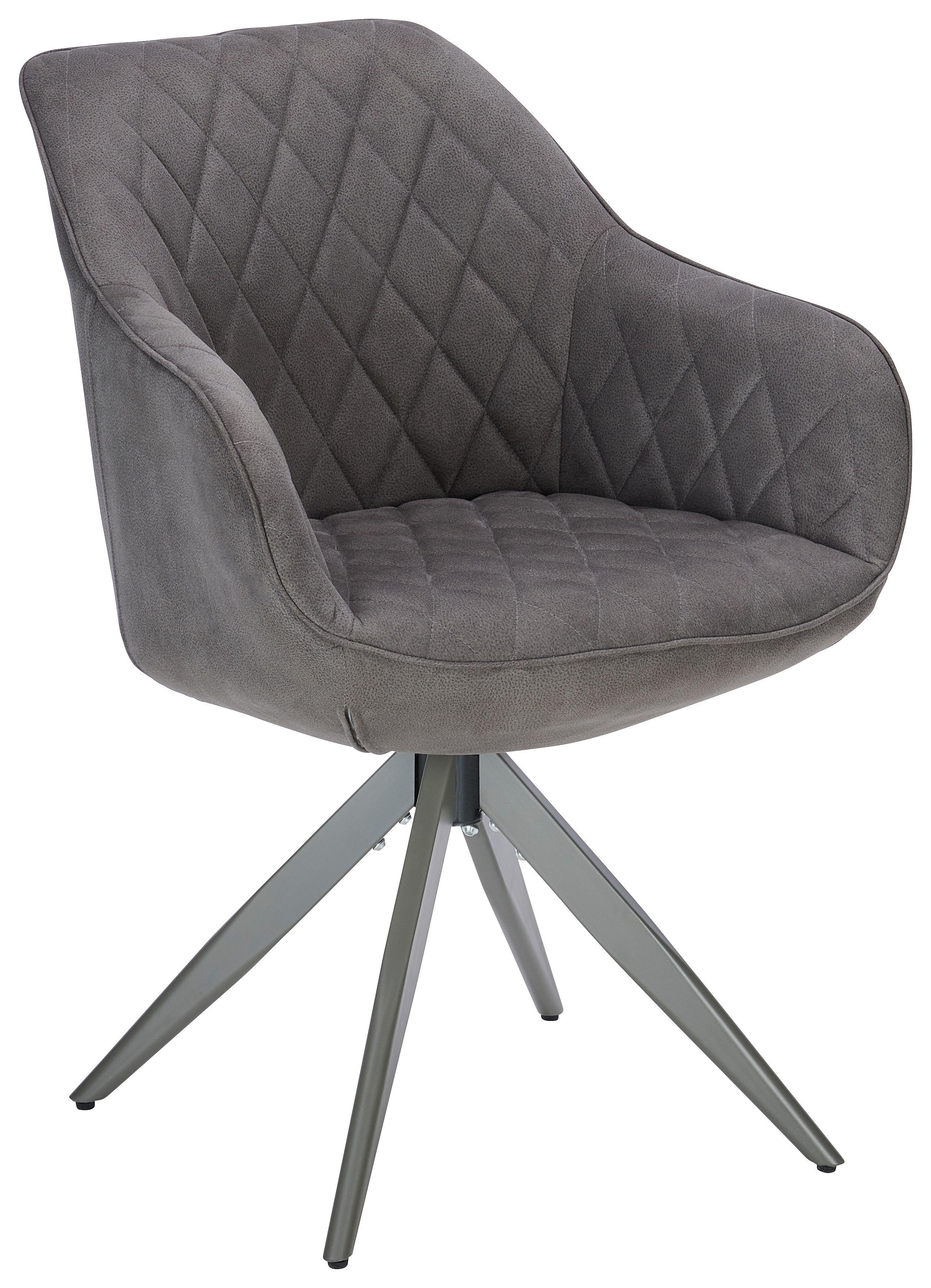 Armlehnstuhl Adriano Dunkelgrau drehbare Sitzfläche - Dunkelgrau, MODERN, Textil/Metall (59/84/59cm) - Livetastic