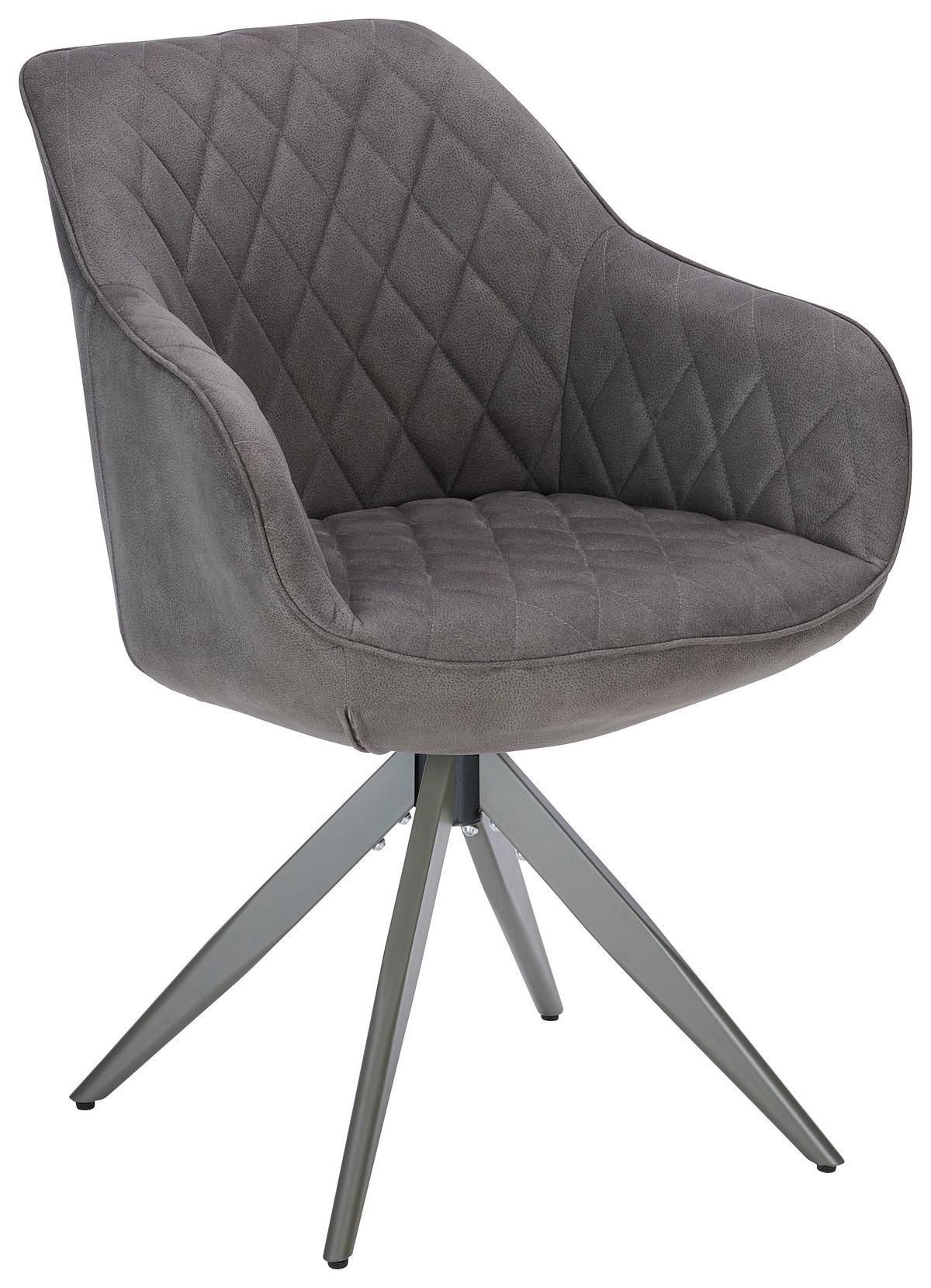 Armlehnstuhl Adriano Dunkelgrau drehbare Sitzfläche - Dunkelgrau, MODERN, Textil/Metall (59/84/59cm) - Livetastic