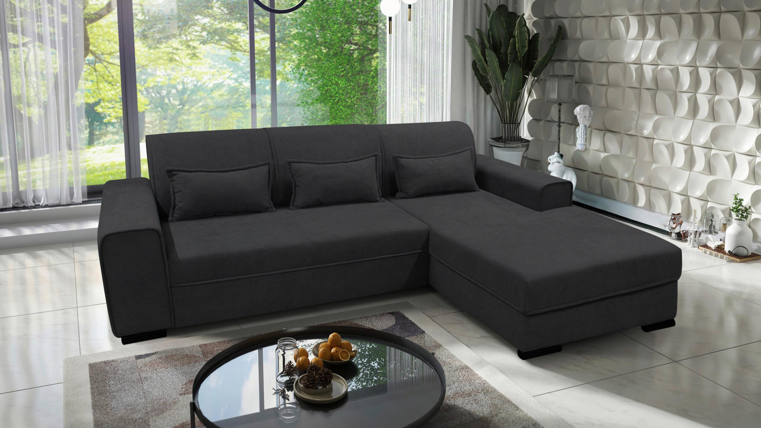 Ecksofa Classic Dunkelgrau 270x175 Cm - Dunkelgrau/Schwarz, Design, Textil (270/175cm) - MID.YOU