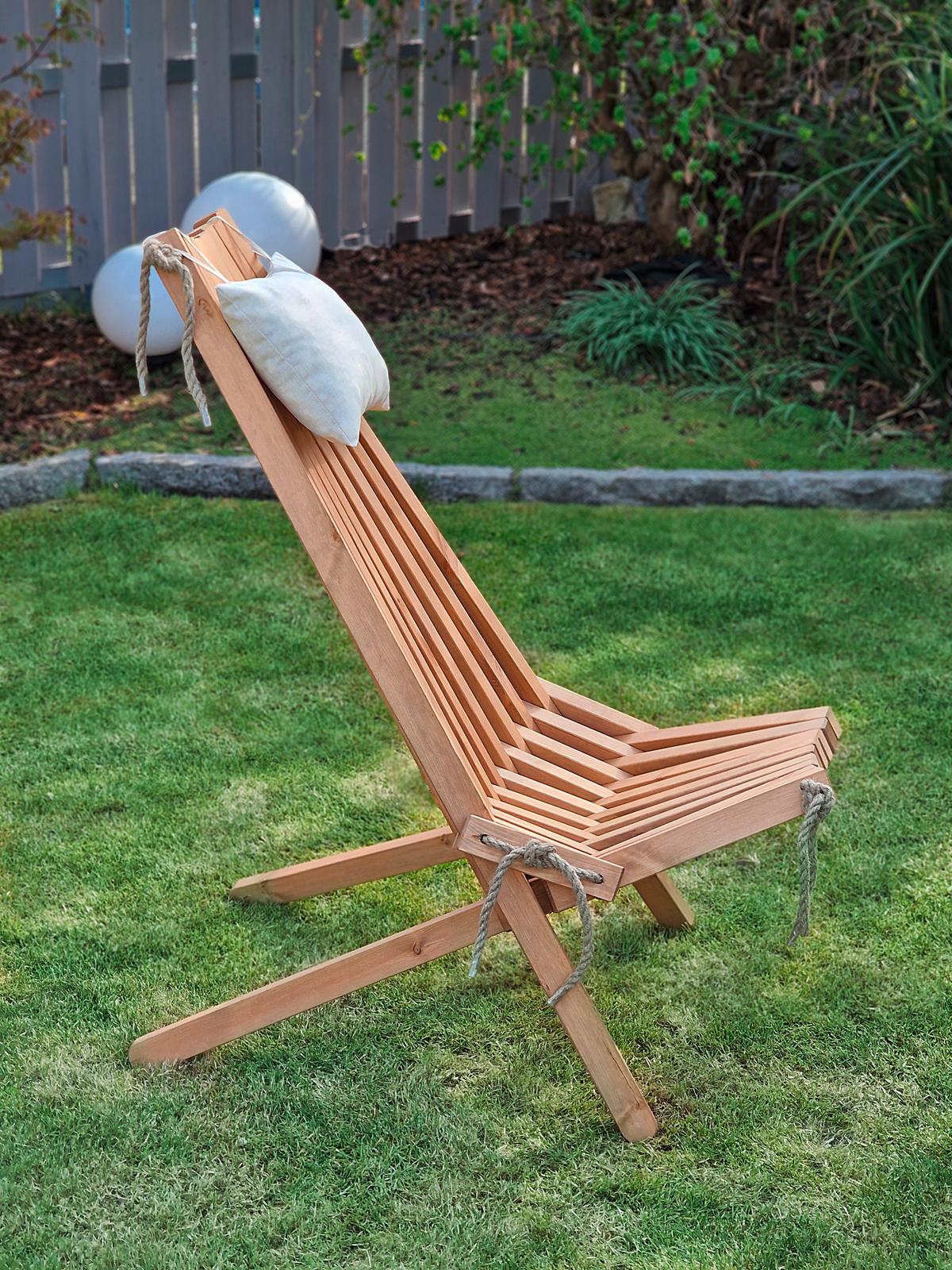 Garten-relaxsessel Falun Holz Klappbar, Mit Zierkissen - Braun, MODERN, Holz/Textil (69/104/93cm) - Gardenson