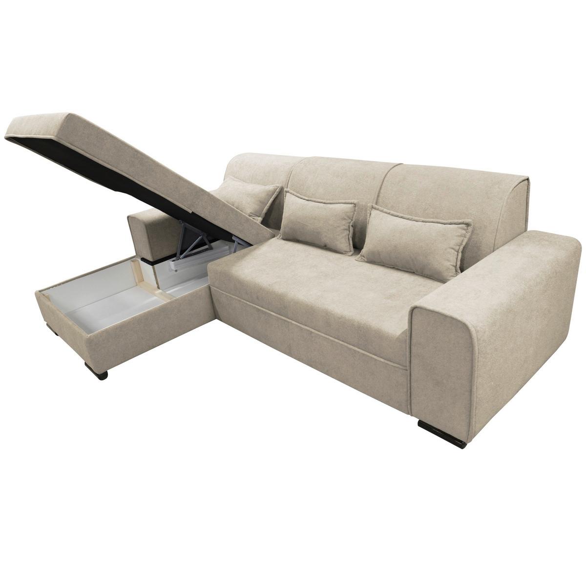 Ecksofa Classic Beige 175x270 cm - Beige/Schwarz, Design, Textil (175/270cm) - MID.YOU