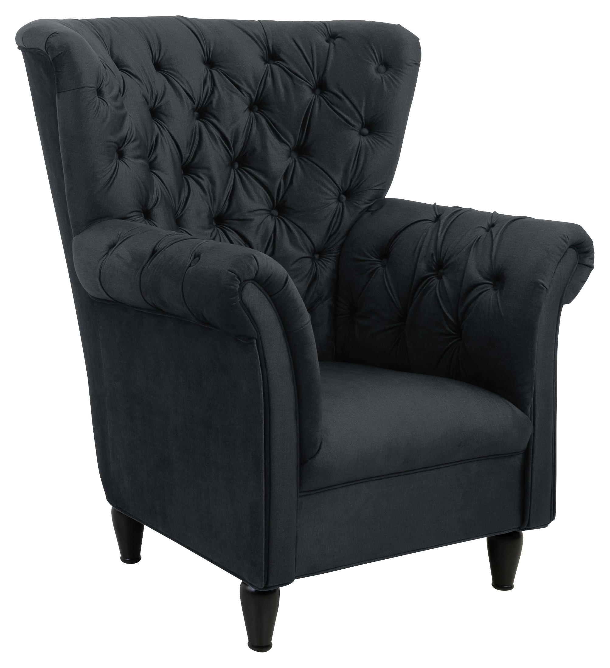 Ohrensessel Cupido - Anthrazit/Schwarz, Design, Textil (96/112/86cm) - MID.YOU
