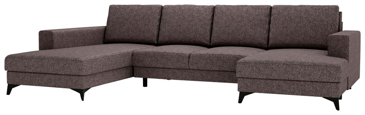 Harvey Braun U: 190x339x156 cm - Schwarz/Braun, Design, Textil (190/339/156cm) - Livetastic