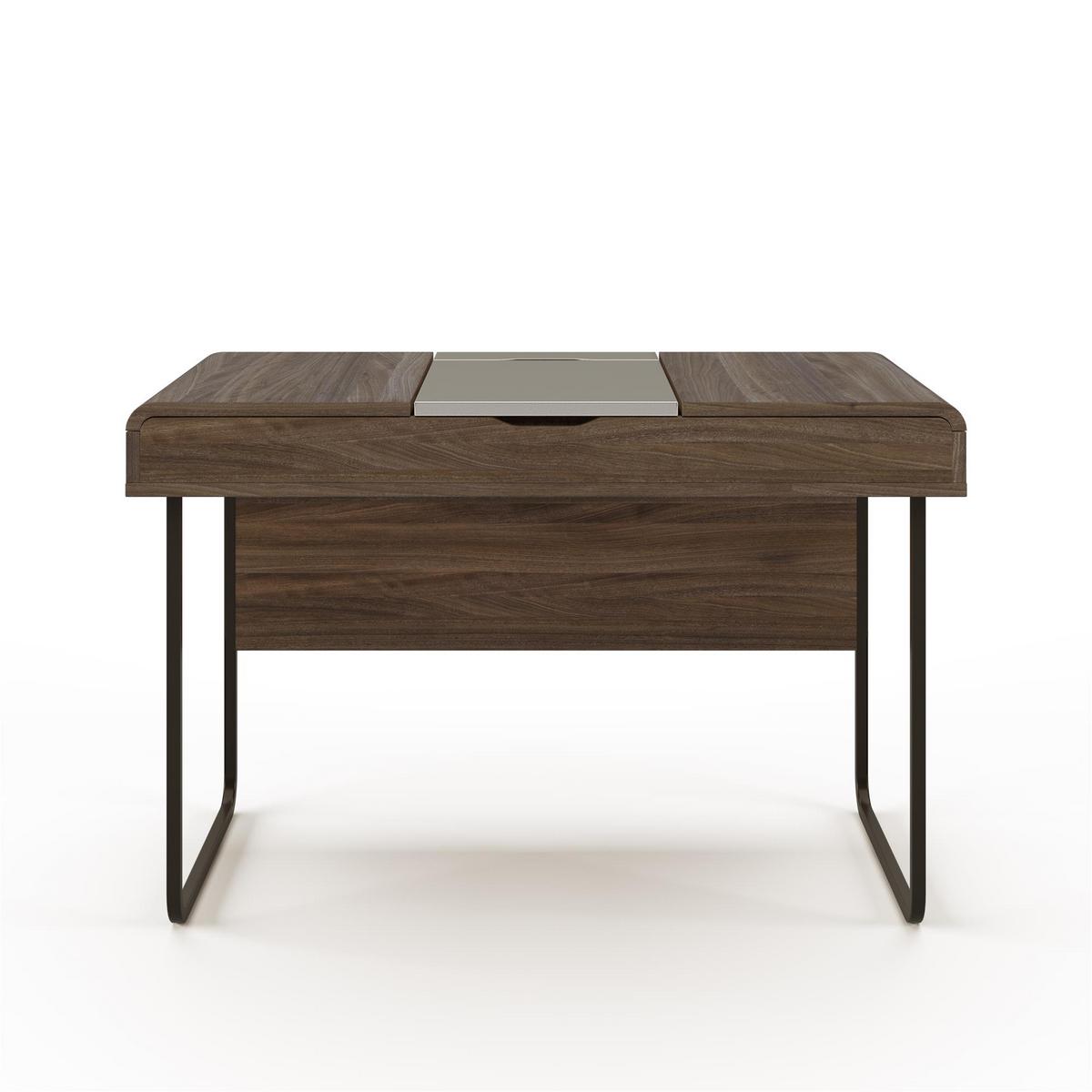 Schreibtisch Dorset Walnussfarben L: 118 cm - Walnussfarben/Schwarz, Design, Holzwerkstoff/Metall (118/76/59cm) - MID.YOU