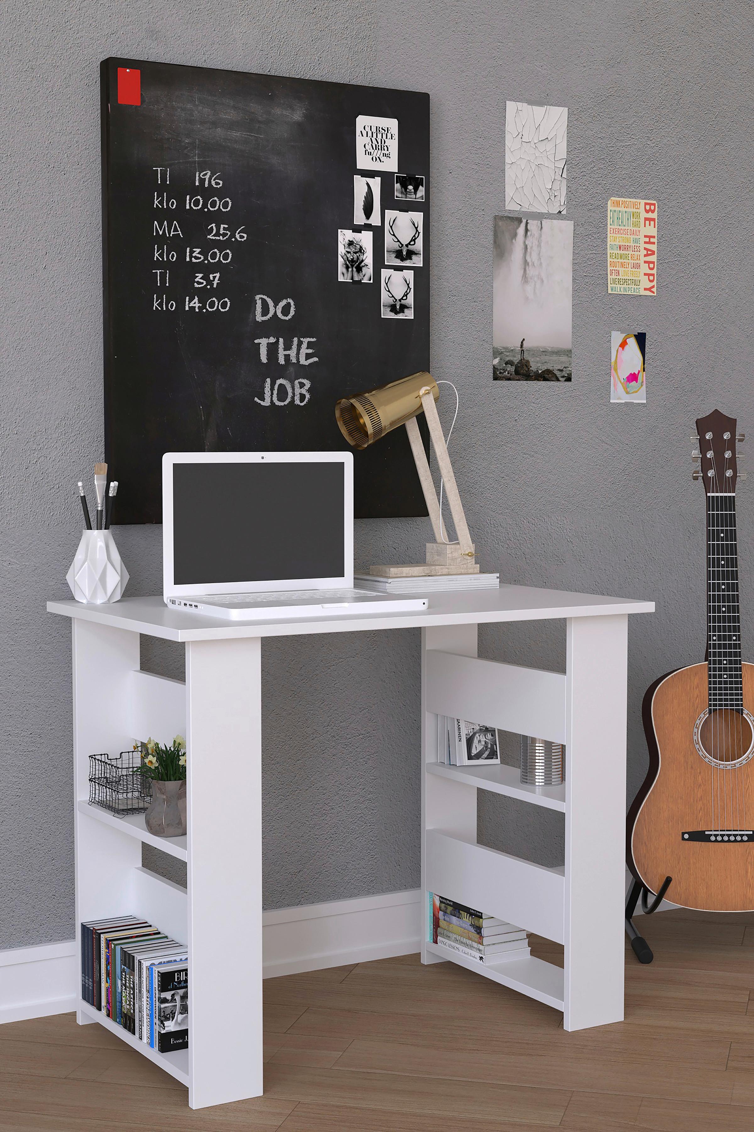 Schreibtisch Efilo Weiß B. 56 cm - Weiß, MODERN, Holzwerkstoff (90/56/74cm) - MID.YOU