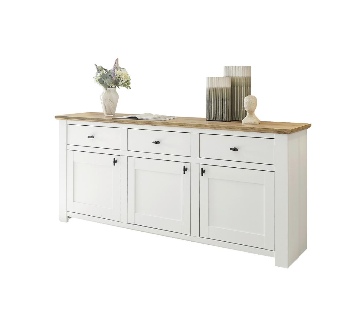 Sideboard Bristol Eiche-/Pinienfarben B: 198cm - Eichefarben/Eiche Wotan, Design, Holzwerkstoff (198/88/45cm) - MID.YOU