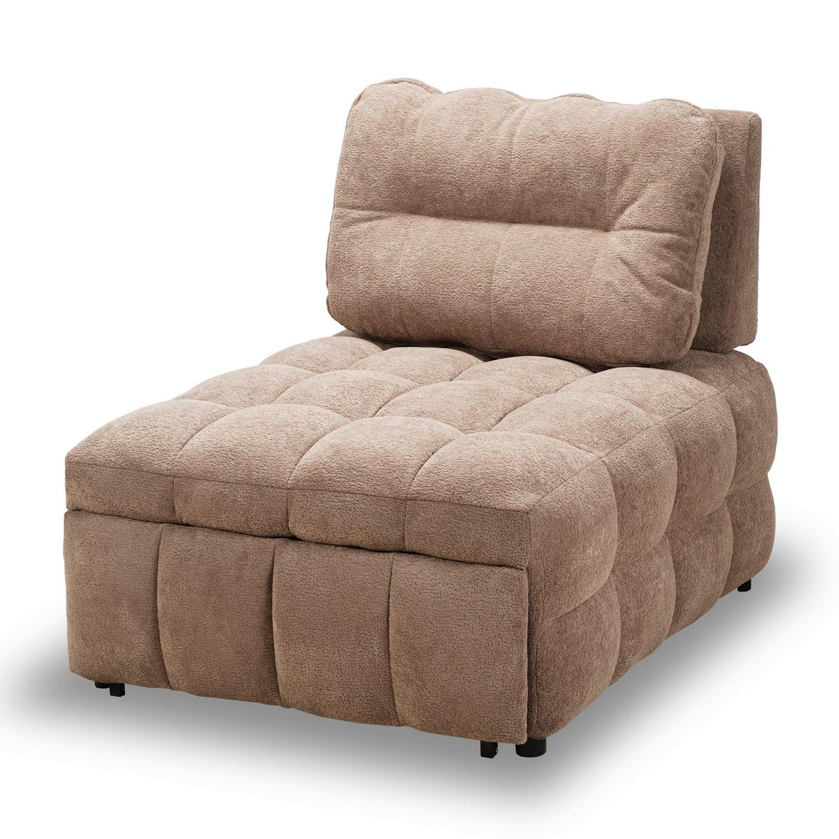 Rozkládací křeslo LIARA, mokka, 2-dílná sada - černá/mokka, Moderní, kov/dřevo (88/87/110cm) - Bessagi Home