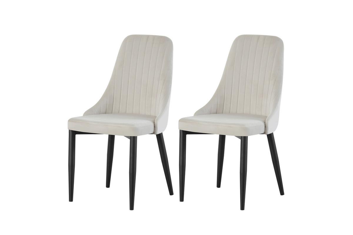 Stuhl-Set Claudia Creme B: 44 cm - Creme/Schwarz, MODERN, Textil/Metall (44/88/58cm) - MID.YOU