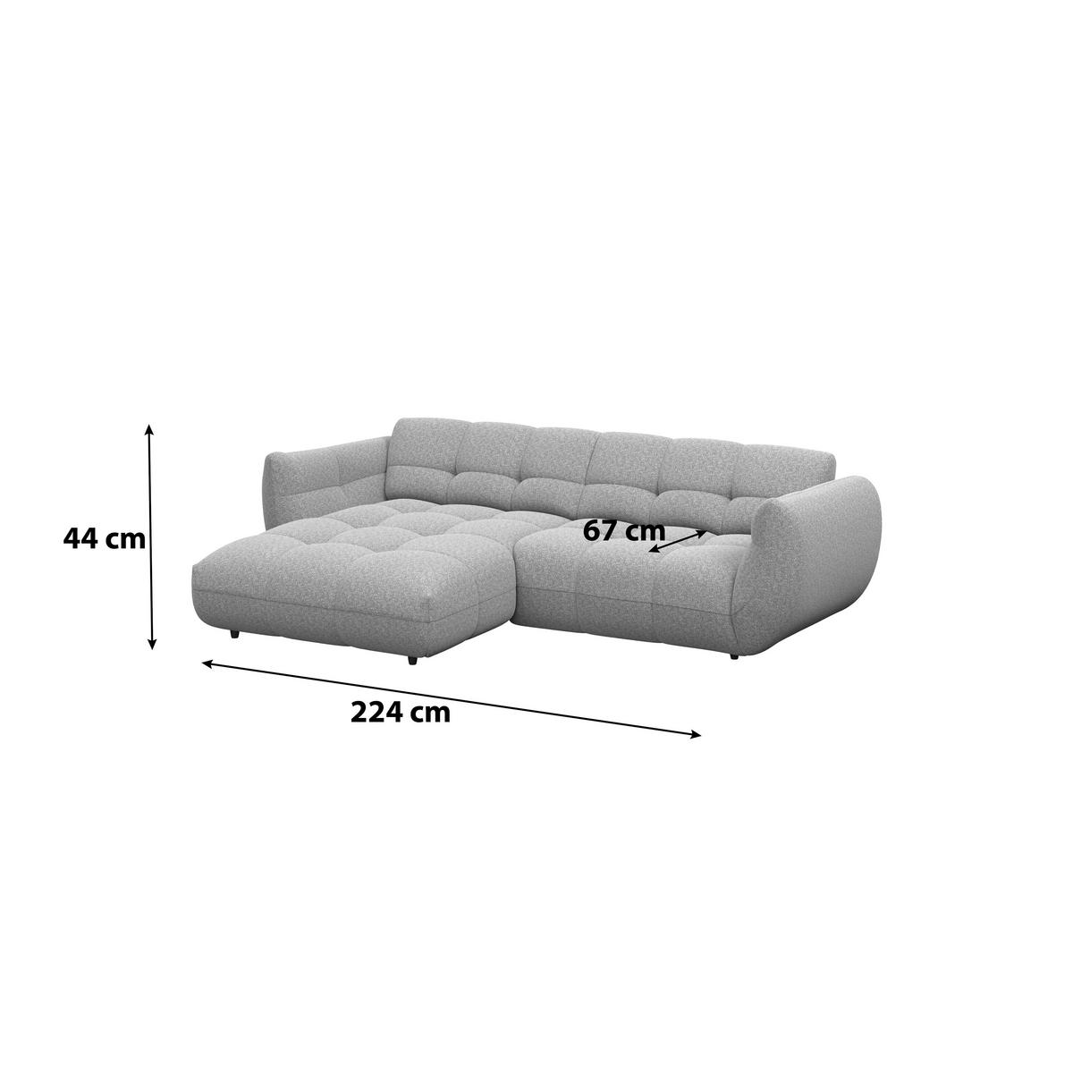Rohová sedačka PANDA, ľavá, sivá ženilka - čierna/sivá, Trend, textil/plast (178/280cm)