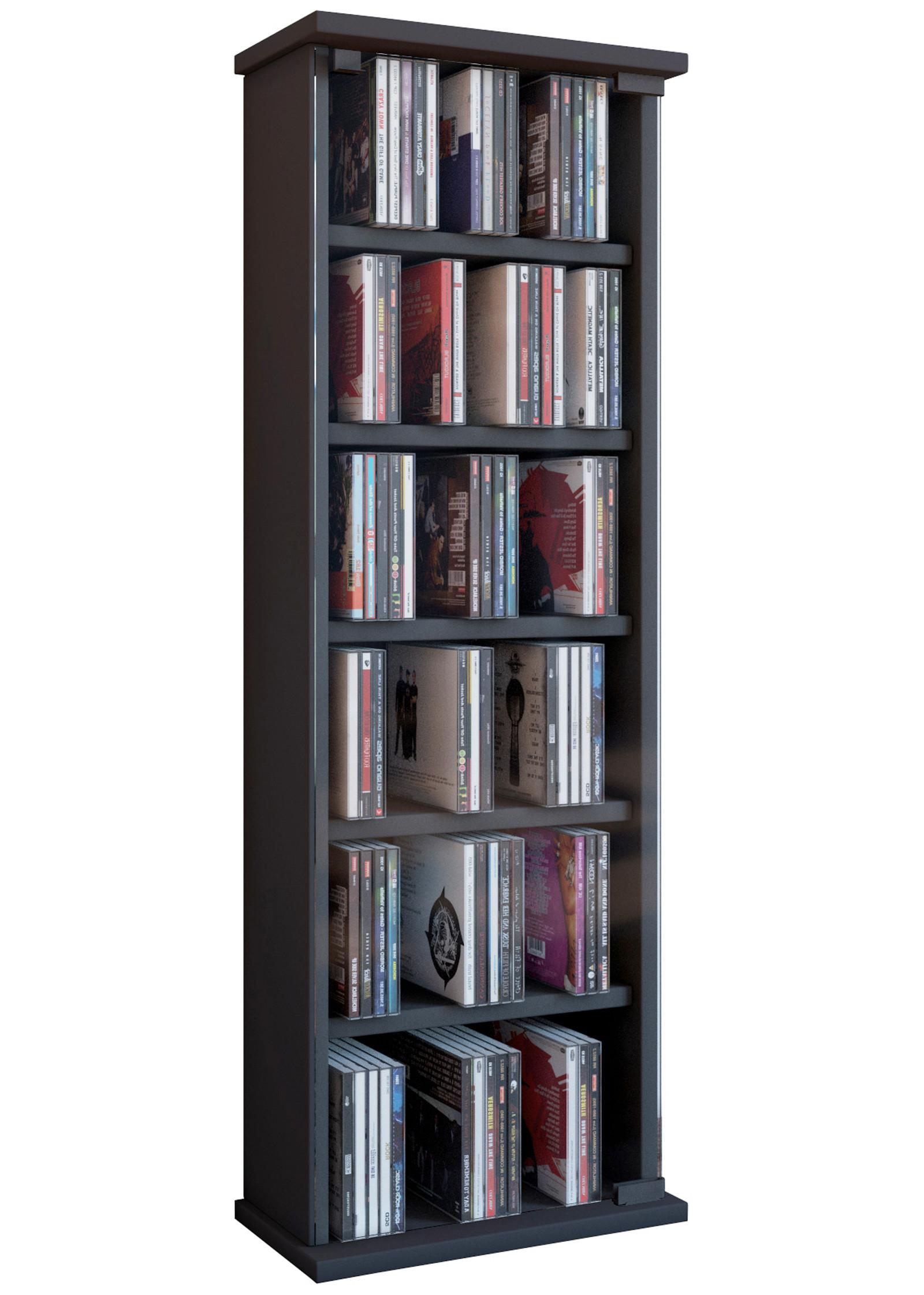 CD Regál Vetro čierny - čierna, Konventionell, kompozitné drevo/sklo (31/92/18cm) - MID.YOU