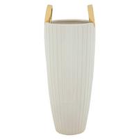 Vase Shopping Weiß/goldfarben B: 18 Cm - Goldfarben/Weiß, Basics, Keramik (18 /45/18  cm)