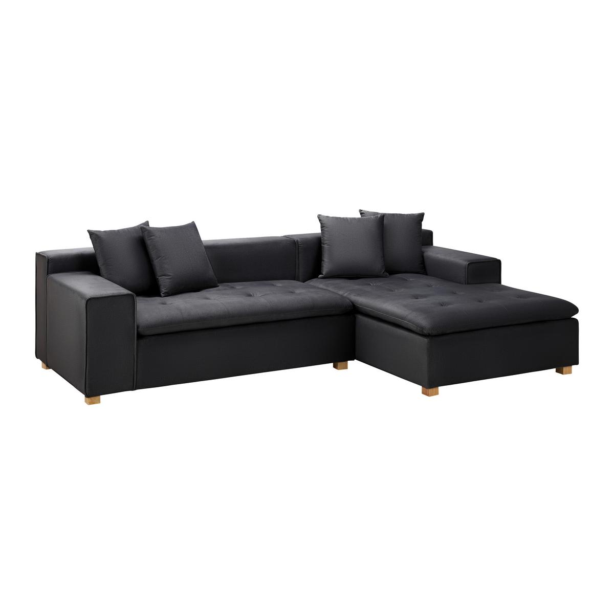 Sedací souprava AVA - tmavě šedá/přírodní barvy, Moderní, dřevo/textil (251/62/154cm) - Bessagi Home