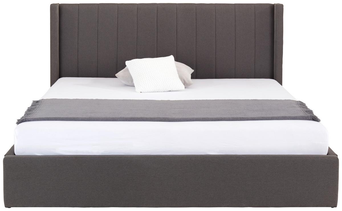 Čalouněná postel s vysokým čelem NICI, 180x200, šedá - černá/tmavě šedá, Moderní, kov/dřevo (180/200cm) - Livetastic