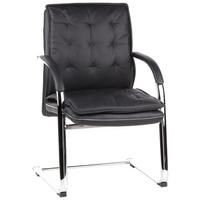 Besucherstuhl Villa Schwarz bis 110 kg - Schwarz, Basics, Leder/Metall (60/100/47cm) - MID.YOU