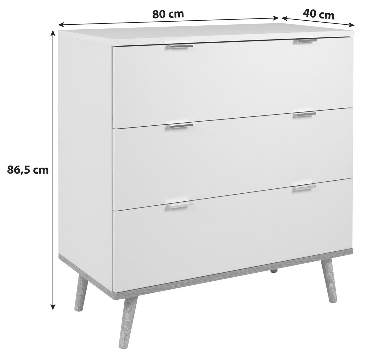 Kommode B 80 Cm Göteborg, Weiß/eiche Dekor - Weiß/Sonoma Eiche, KONVENTIONELL, Holzwerkstoff (80/86,5/40cm) - MID.YOU