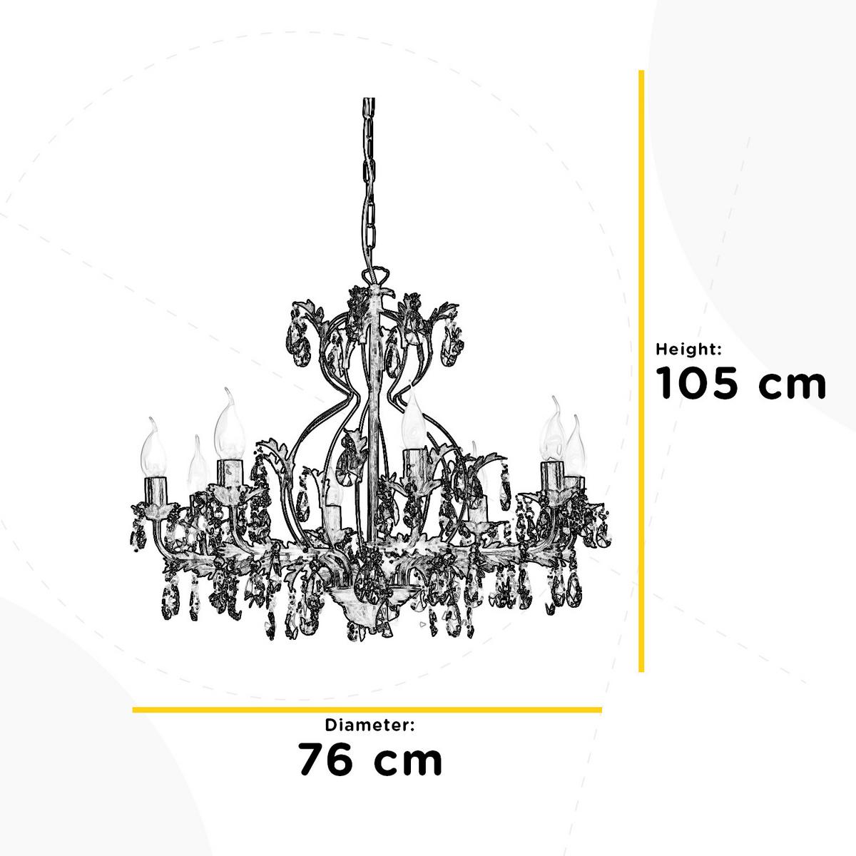 KRISTALL-HÄNGELEUCHTE 4670/8A - Weiß, KONVENTIONELL, Glas/Metall (70/70/105cm)