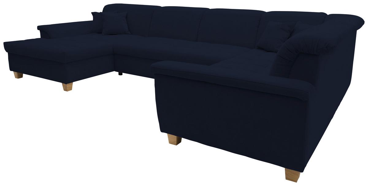 Wohnlandschaft Franzi Kopfteil Verstellbar Blau - Eichefarben/Dunkelblau, KONVENTIONELL, Textil (170/352/214cm) - MID.YOU