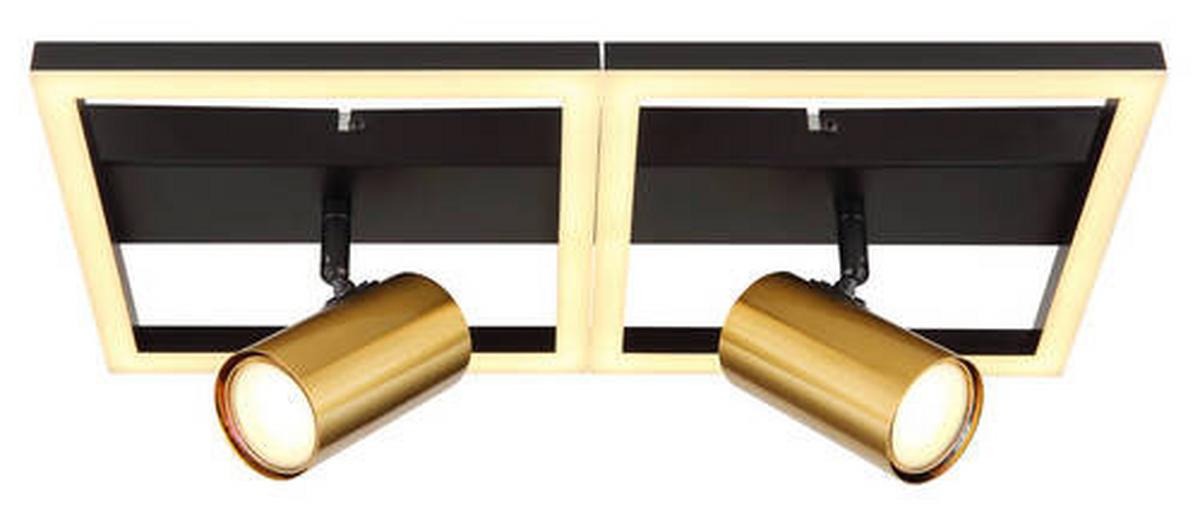 Led Falilámpa 57032-2 - fekete/sárgarézszínű, Design, műanyag/fém (44/22/15,5cm) - Globo