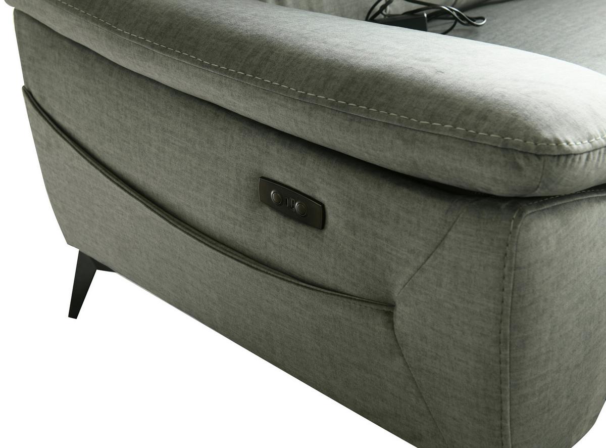 Ecksofa + Relaxfunktion Bonn Grau 262x170 cm - Schwarz/Grau, MODERN, Holz/Textil (262/79/170cm)
