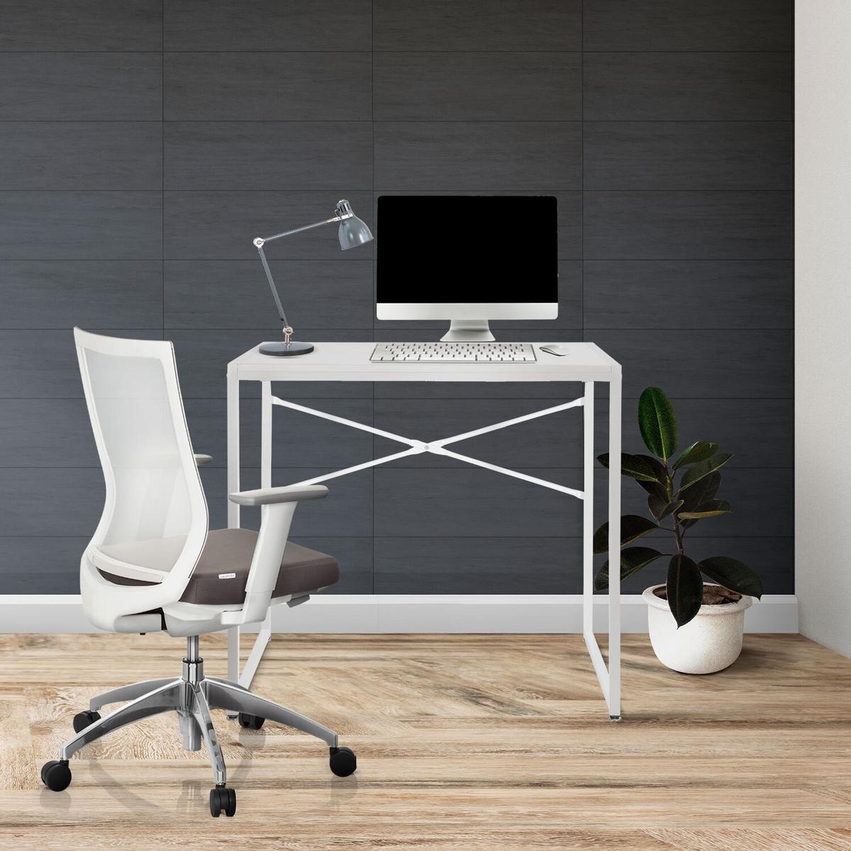 Schreibtisch Easy Up H I Weiß - Weiß, MODERN, Holzwerkstoff/Metall (78/46/76cm) - MID.YOU