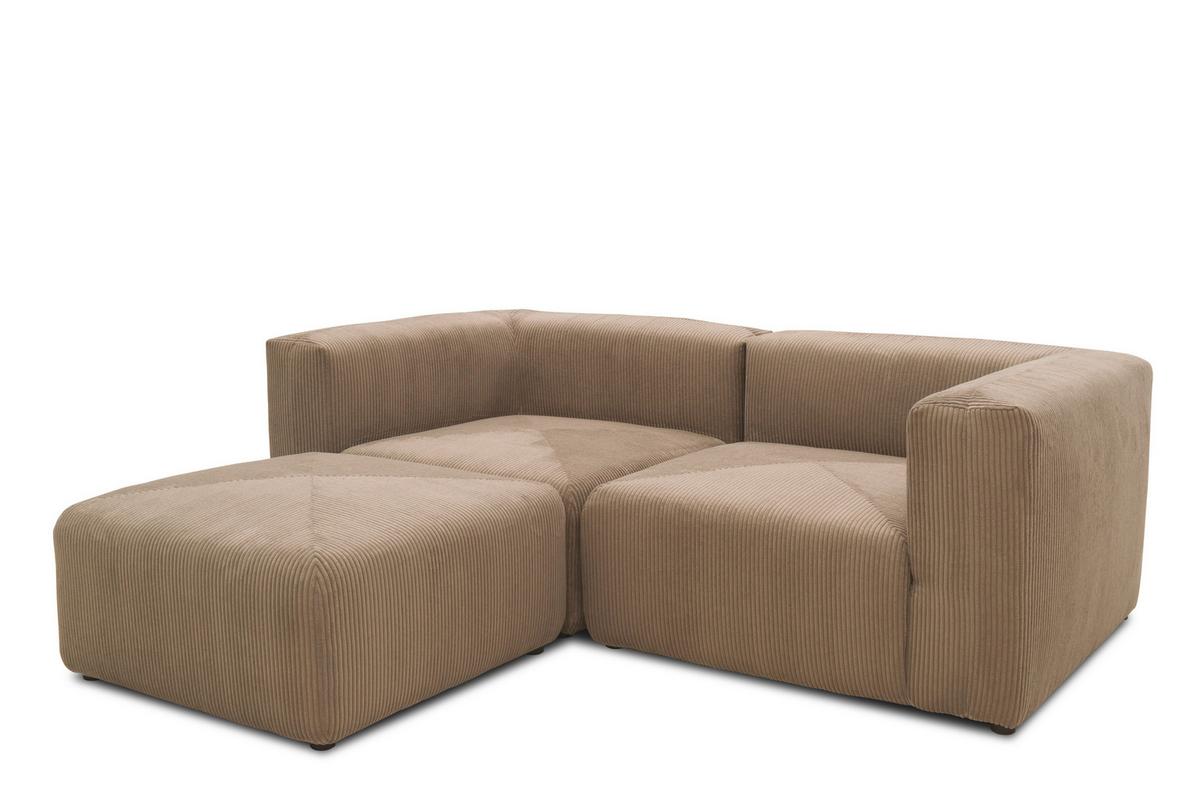 Ecksofa Schlammfarben B: 216 Cm - Schlammfarben/Schwarz, Design, Textil (216/69/193cm) - MID.YOU