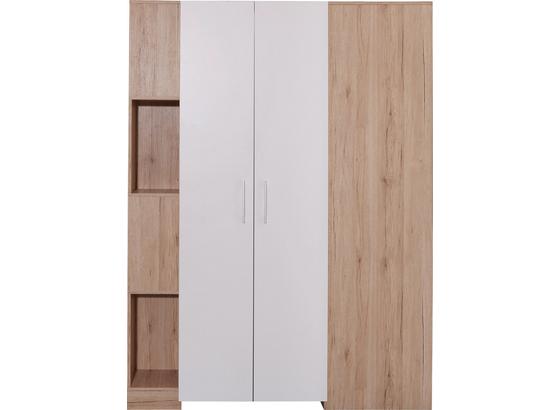 Sarokszekrény Box - tölgy színű/fehér, modern, faanyagok (120/205/150cm) Sarokszekrény Box - tölgy színű/fehér, modern, faanyagok (120/205/150cm)
