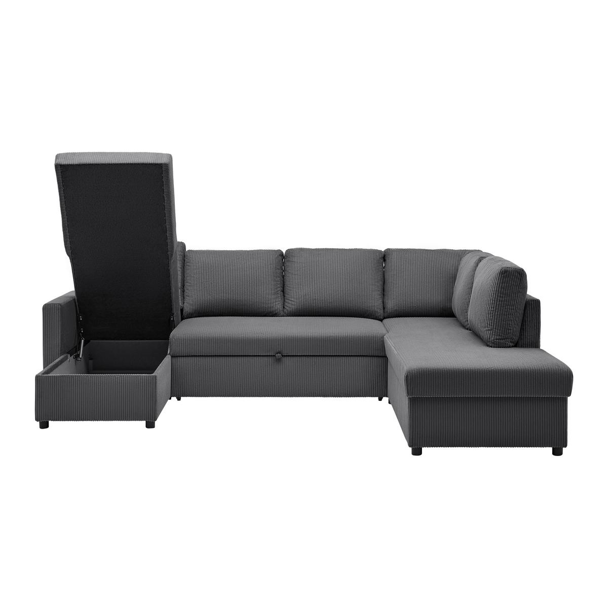 Sedacia súprava MARTINA U, pravá, antracitový menčester - čierna/antracitová, Modern, kov/drevo (146/276/204cm) - Mömax