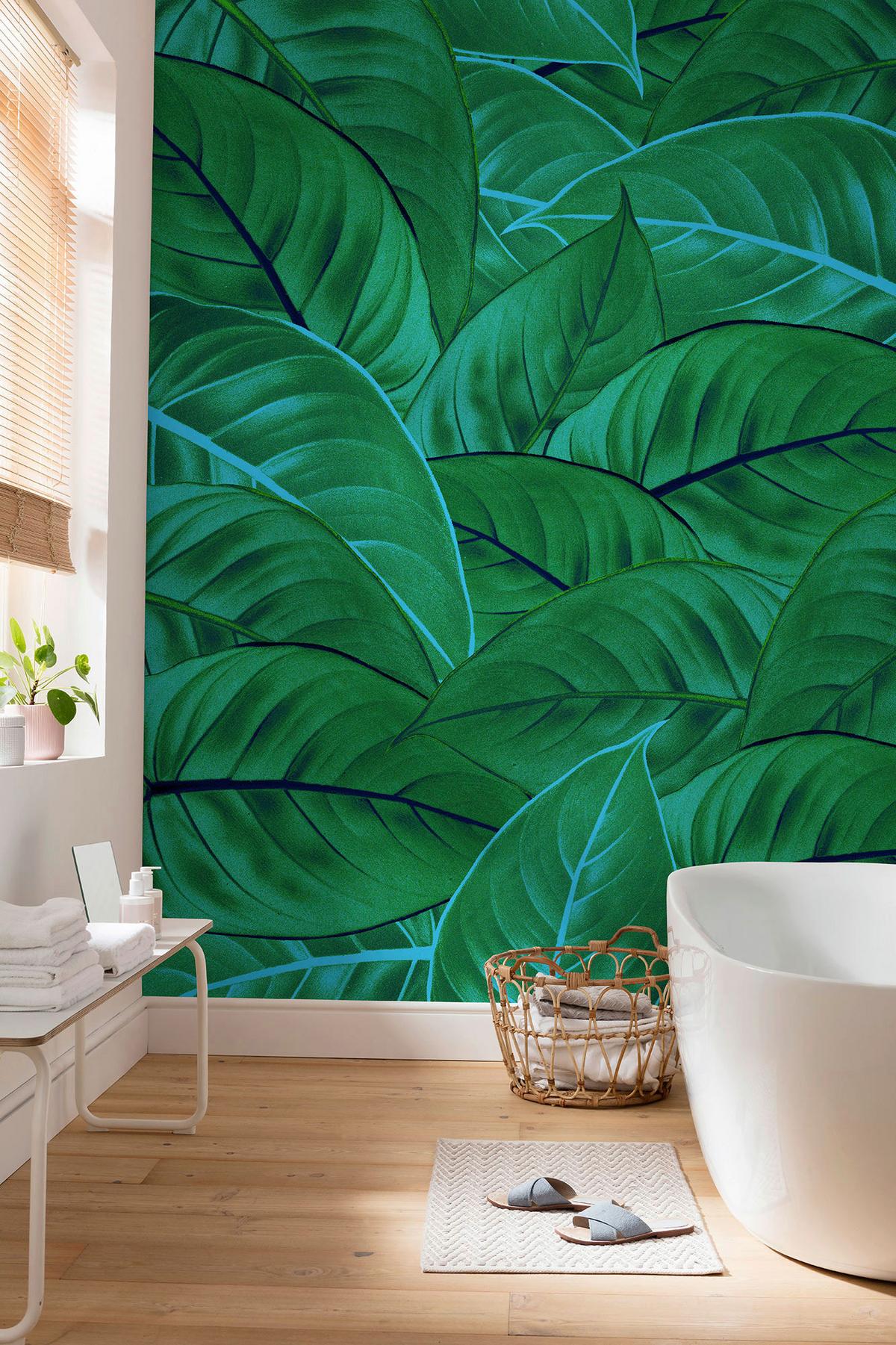 Vliestapete Jungle Leaves - Grün, Basics (200/250cm) - Komar