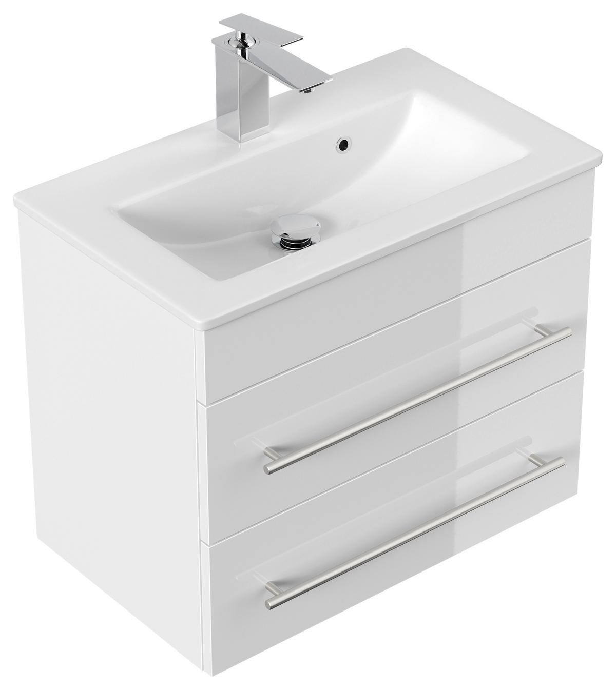 Badezimmer Portus Weiß Hochglanz B:60,6cm - Weiß Hochglanz/Weiß, MODERN, Holzwerkstoff (60,6cm) - MID.YOU