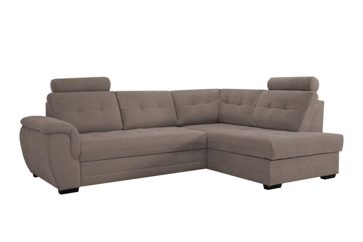 Rohová sedačka FALCO, pravá, hnědá žinylka,2x op.hlavy - černá/hnědá, Konvenční, dřevo/kompozitní dřevo (251/183cm) - Ondega