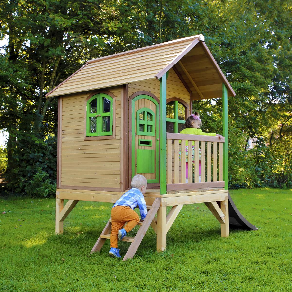 Spielhaus A030.036.80 - Rot/Braun, KONVENTIONELL, Holz (287/231/191cm) - Ambia Garden