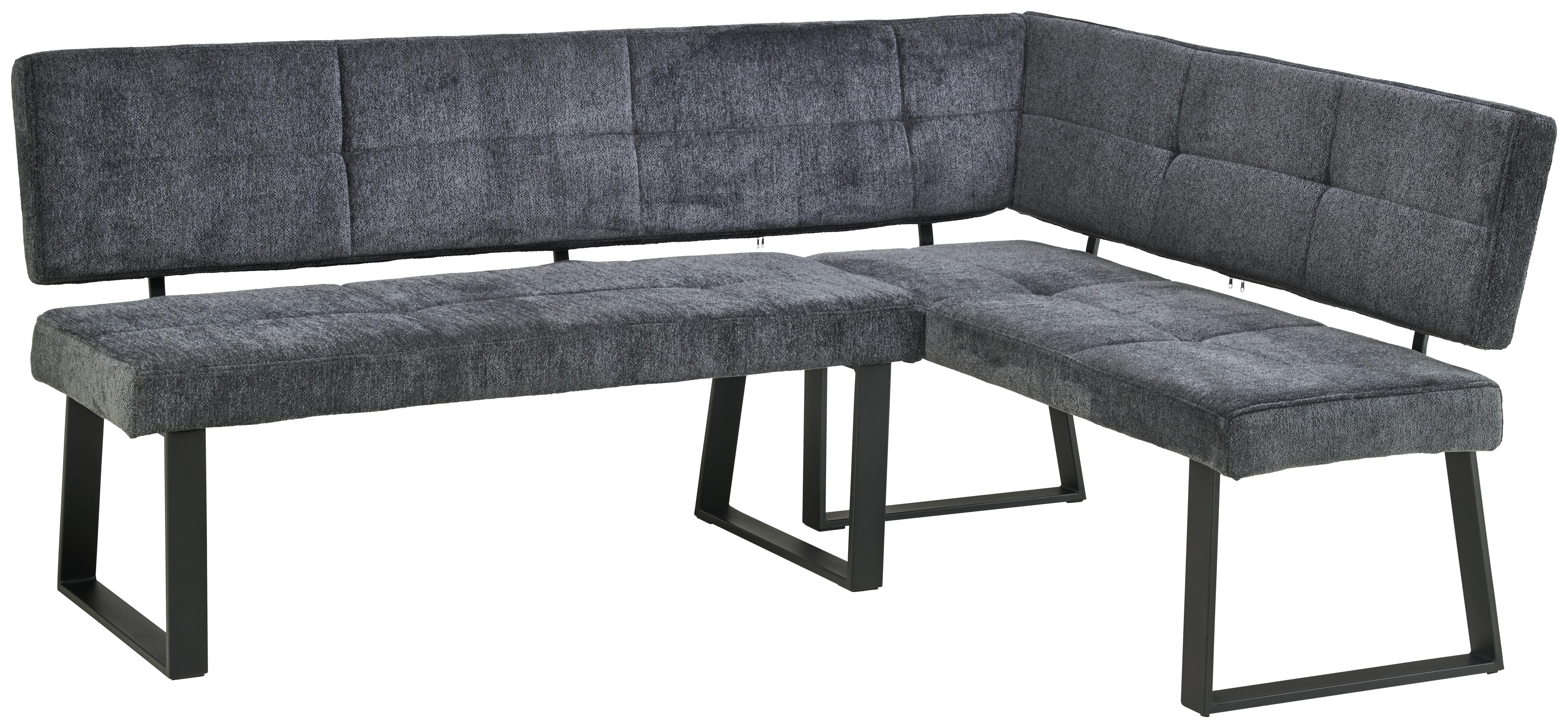 Eckbank Magnus Dunkelgrau, S: 193x141 cm - Dunkelgrau/Schwarz, LIFESTYLE, Textil/Metall (193/141cm) - MID.YOU
