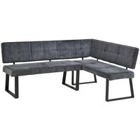 Eckbank Magnus Dunkelgrau, S: 193x141 cm - Dunkelgrau/Schwarz, LIFESTYLE, Textil/Metall (193/141cm) - MID.YOU