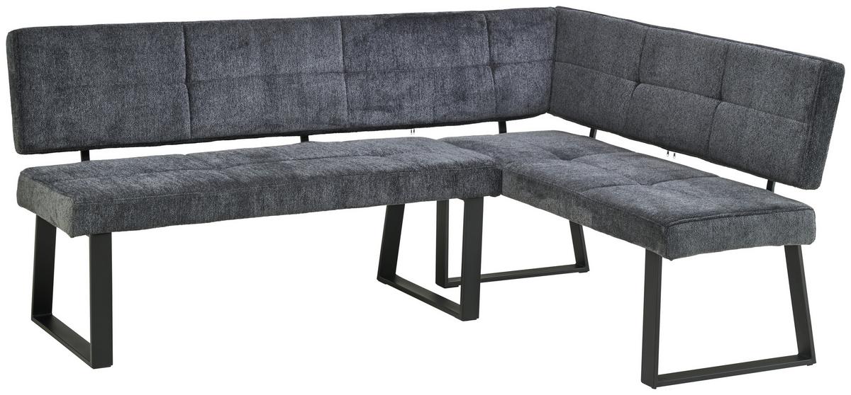 Eckbank Magnus Dunkelgrau, S: 193x141 cm - Dunkelgrau/Schwarz, LIFESTYLE, Textil/Metall (193/141cm) - MID.YOU