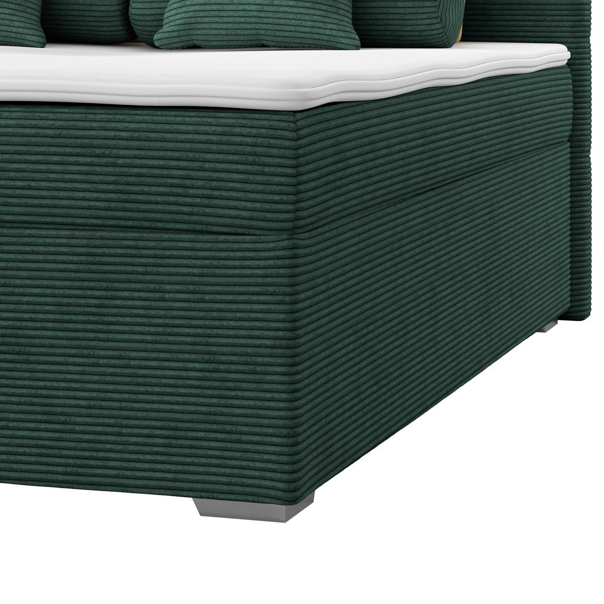 Kárpitozott Ágy Adria 140/200cm - sötétzöld, Konventionell, textil/fa (140/200cm)