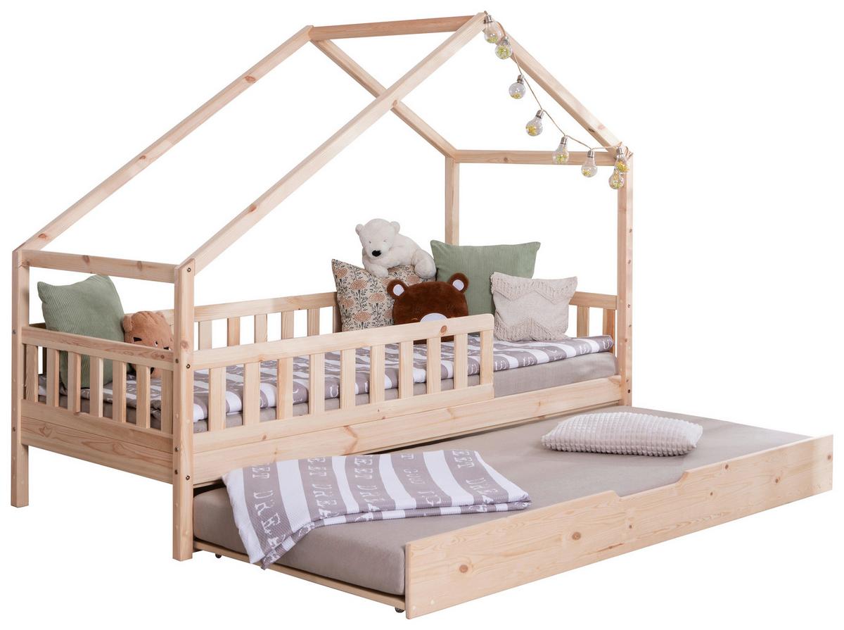 Hausbett Lou Naturfarben B: 90 Cm - Naturfarben/Weiß, MODERN, Holz/Textil (90/200cm) - MID.YOU