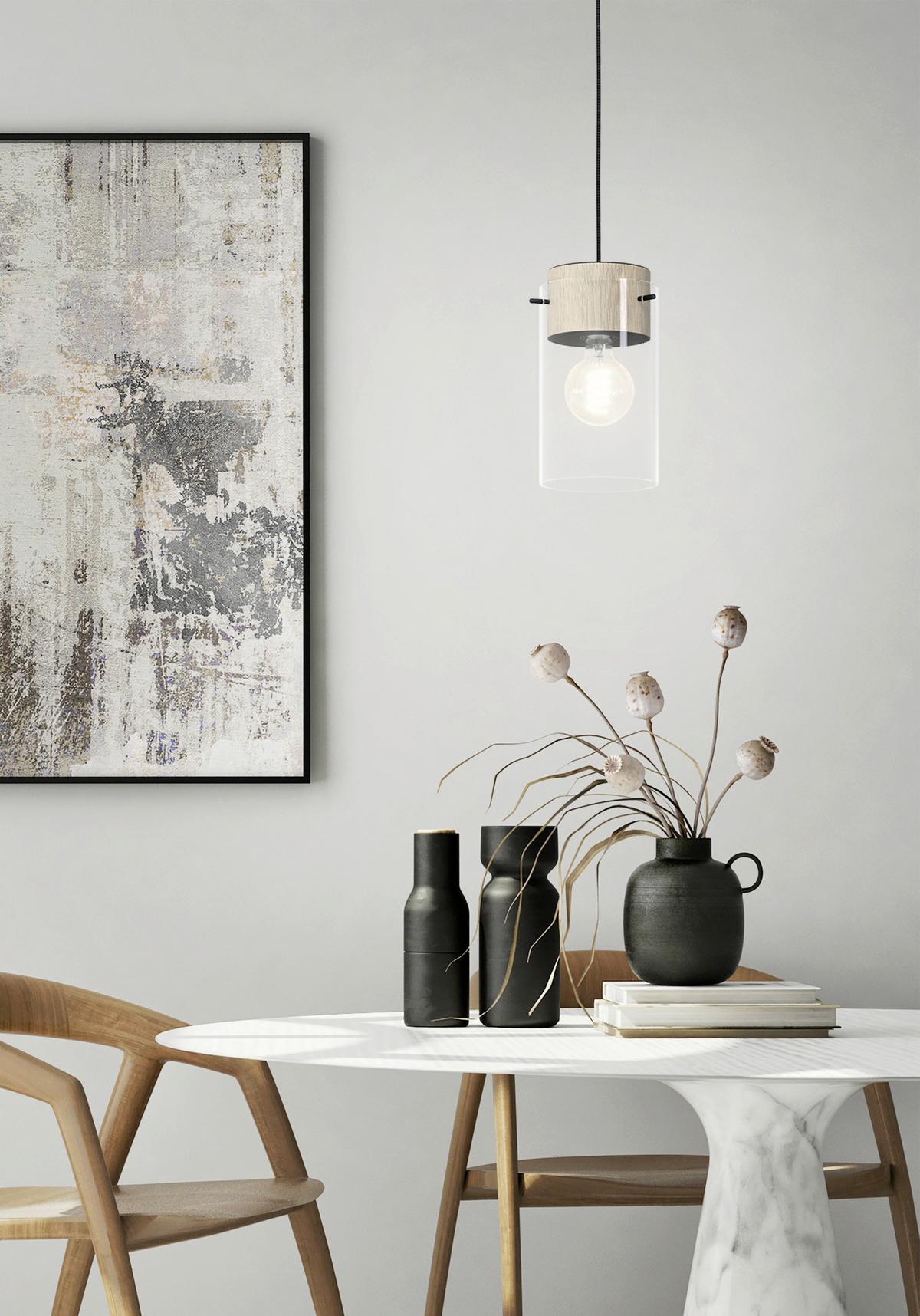 Hängeleuchte 43545* Madreselva - Schwarz/Braun, KONVENTIONELL, Glas/Holz (14/110cm) - Eglo