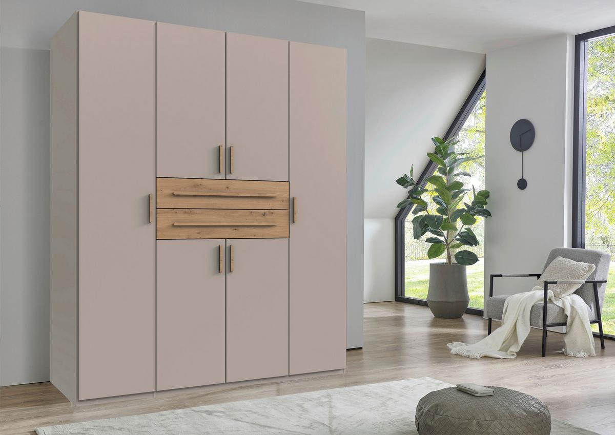 Šatníková skriňa LUMIO, šírka 180 cm - kašmírová/dub artisan, Konventionell, kompozitné drevo/plast (180/208/58cm) - Modern Living