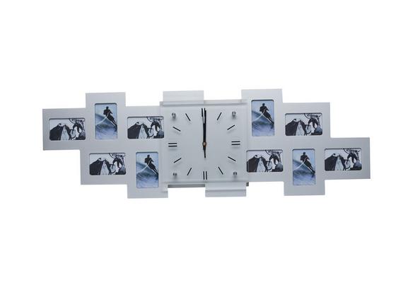 Wanduhr 10 Bilder 9x13cm - Silberfarben, Basics, Glas/Holzwerkstoff (80/26/5,2cm) Wanduhr 10 Bilder 9x13cm - Silberfarben, Basics, Glas/Holzwerkstoff (80/26/5,2cm)