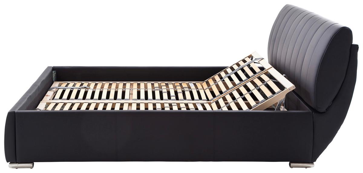 Polsterbett mit Bettkasten + Lattenrost 180x200 cm Bern - Chromfarben/Schwarz, Design, Holz/Textil (180/200cm) - Livetastic