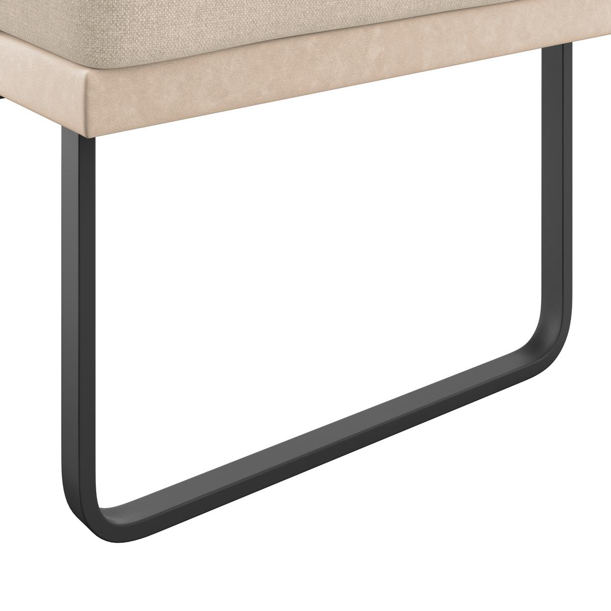 Eckbank Kian Webstoff Creme,  S:164x233 cm - Creme/Schwarz, Trend, Textil/Metall (164/233cm)