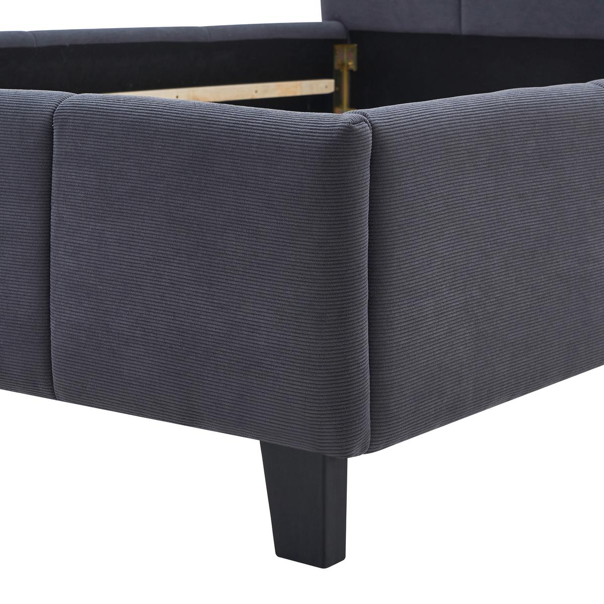 Čalúnená posteľ CRAZY 140x200 cm, tmavosivá - čierna/prírodná farba, Modern, kov/drevo (140/200cm) - Based