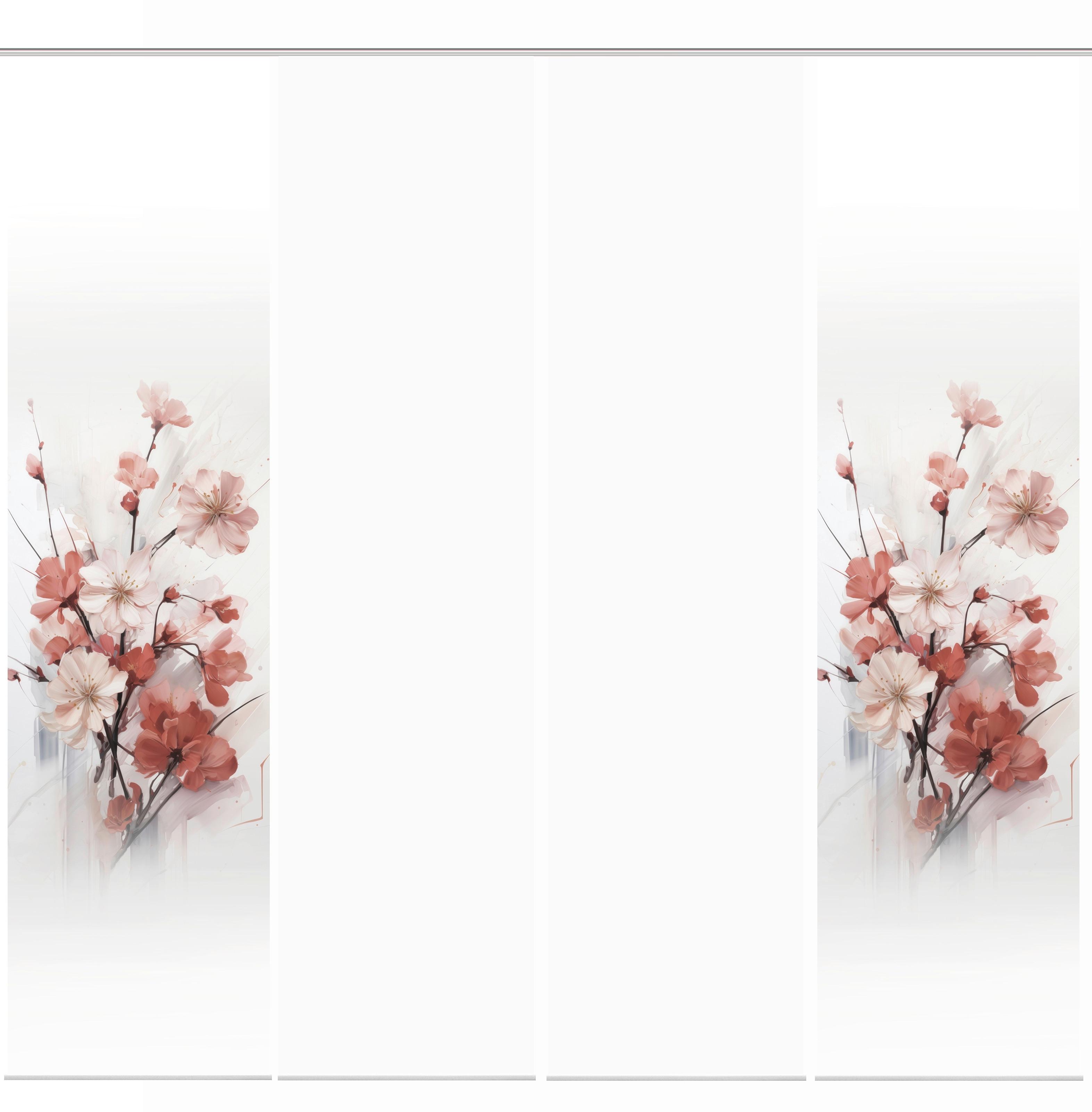 Flächenvorhang Lotus 4er Set - Altrosa/Weiß, Natur, Textil (60/245cm)